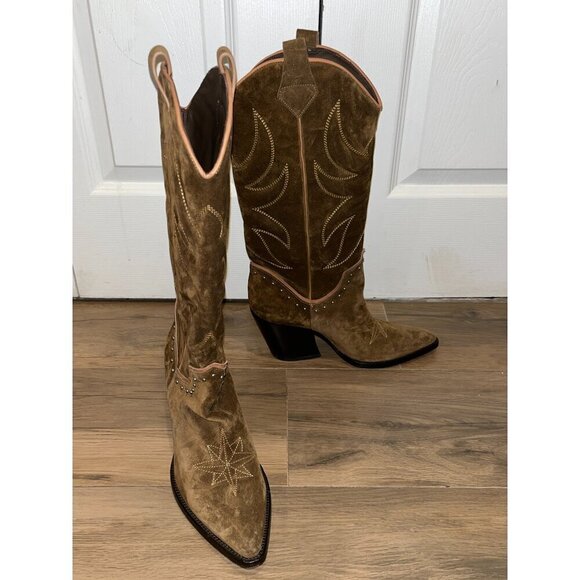 Alessandro Vasini Alison 80mm Suede Western Boots Women’s Size 10( MRSP $975) - Picture 2 of 14